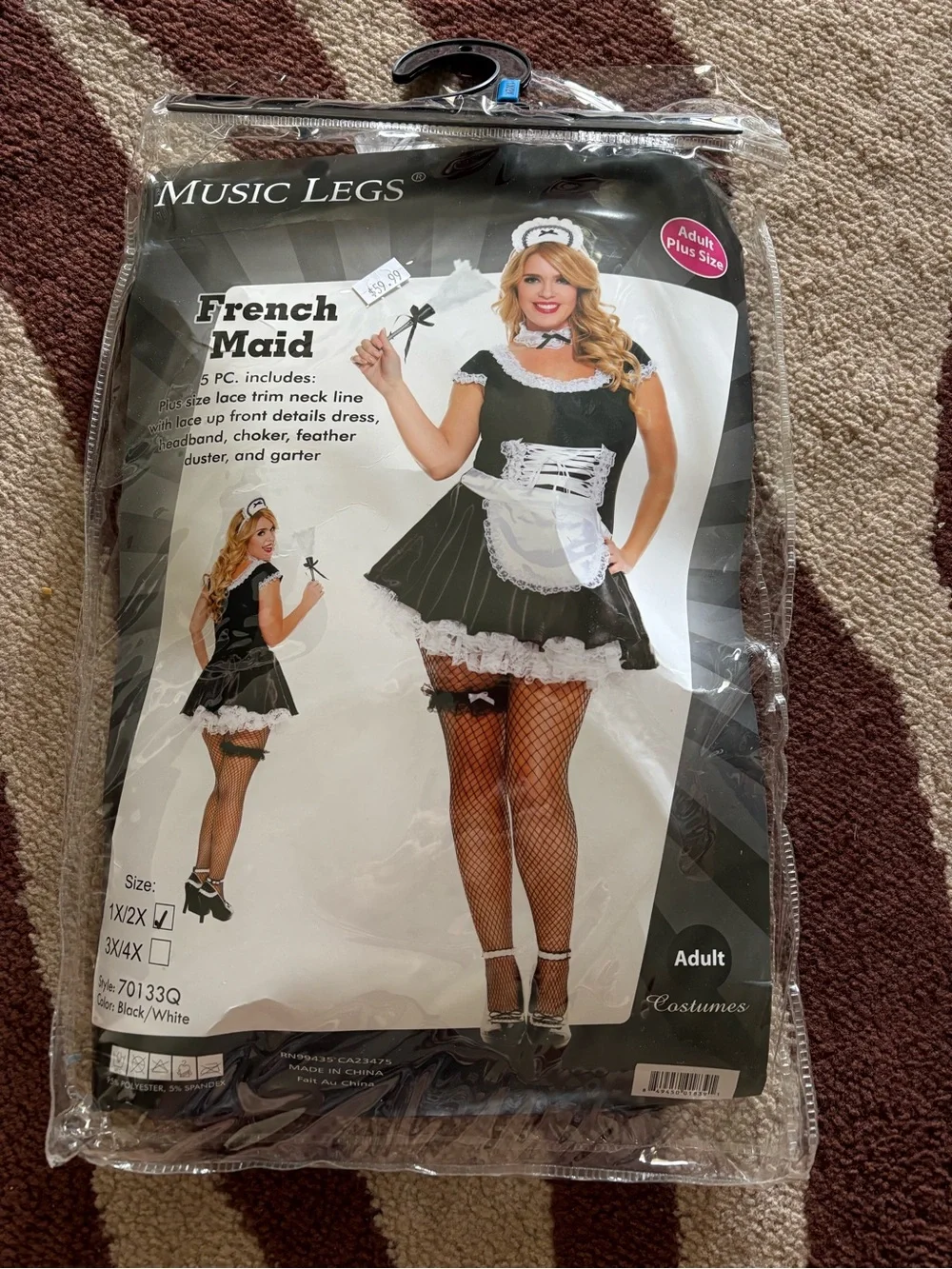 Music Legs Black and White French Maid Costume with Apron